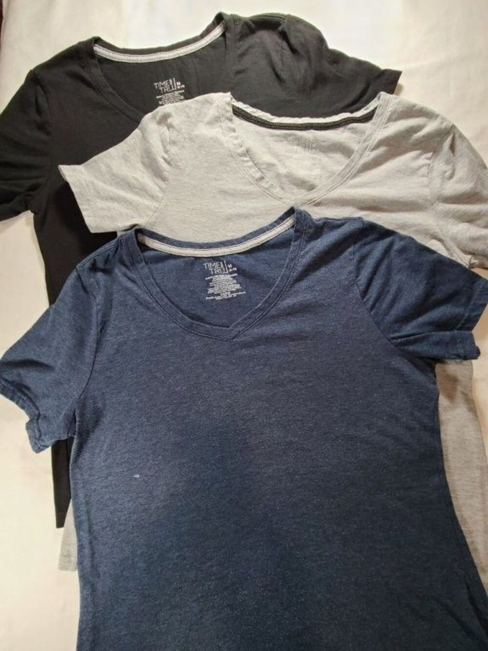 Time and Tru T Shirt Bundle M 8-10 3 Pack V Neck Basic Casual Tops Lot
